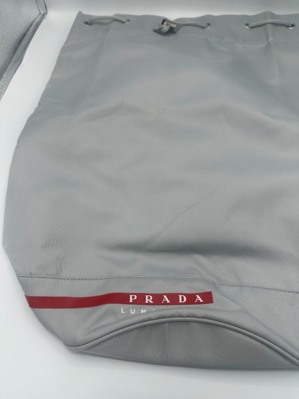 Prada Luna Rossa Gray Ditty Sailing Drawstring Backpack Sling Bag